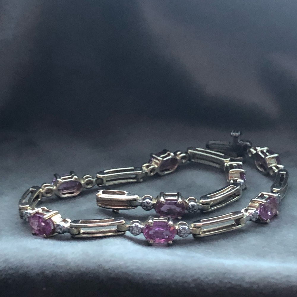 14k pink sapphire and diamond bracelet